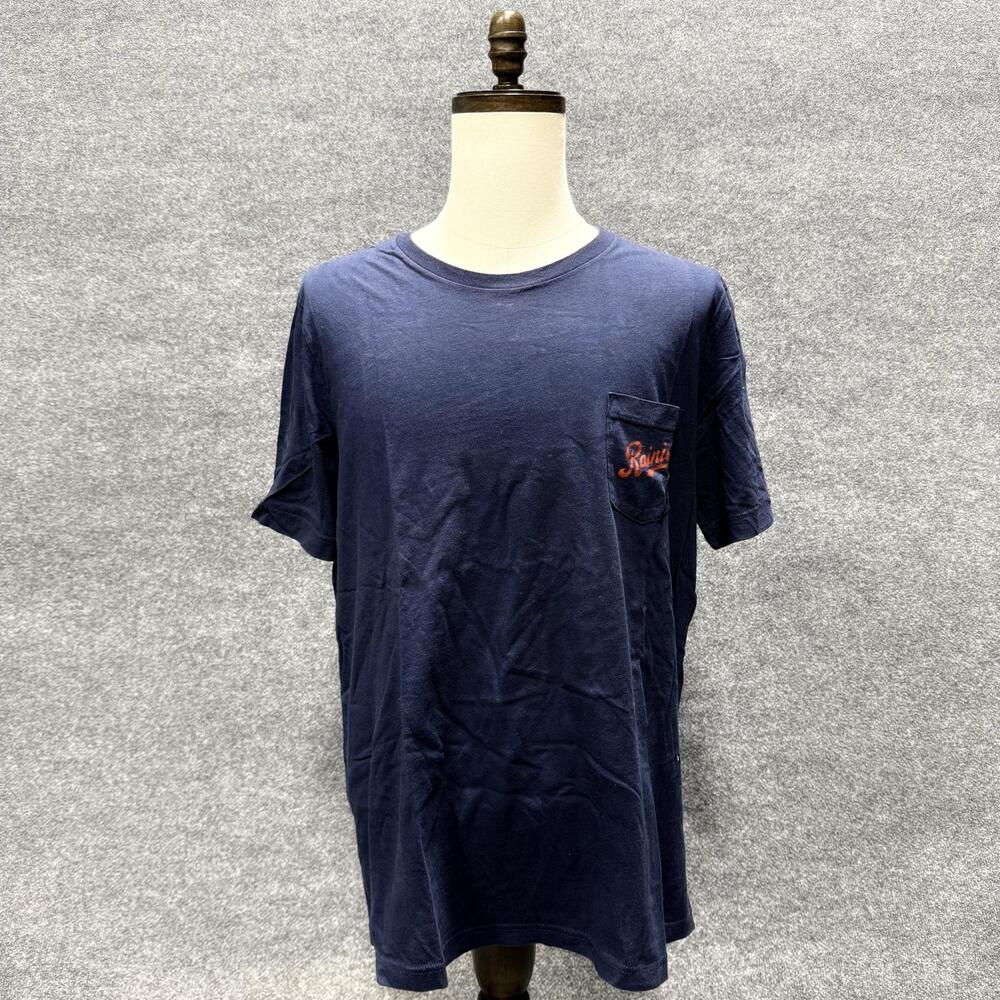 Rainier Shirt Mens 2XL Blue Pocket Rainier Beer Graphic T-Shirt Tee Northwest